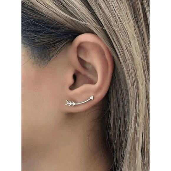 SILVER ARROW EAR CRAWLER EARRINGS - Picture 1 of 4